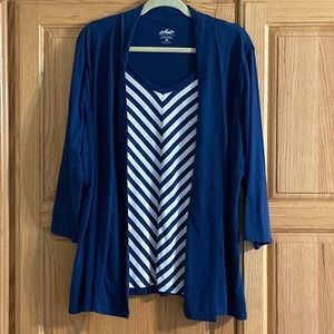 Chic Comfort Collection marine blue “2-fer” top, size 1X